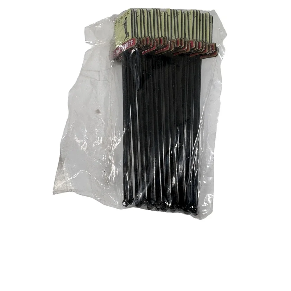 Smirnoff Swizzle Sticks Unisex OS Black New Vintage Barware Drink Stirrers Bulk